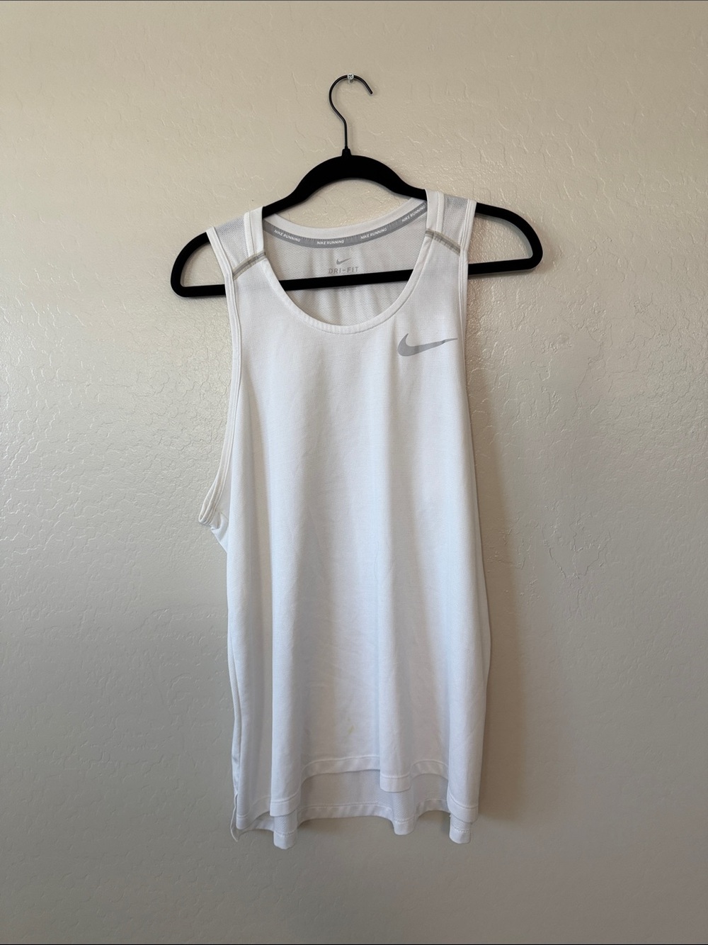 Nike White Athletic Tank Top with Silver Swoosh